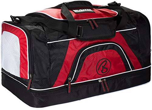 Brubaker 'Big Base' XXL Sporttasche 90 L mit großem Nassfach als Bodenfach + Schuhfach - Schwarz/Rot  