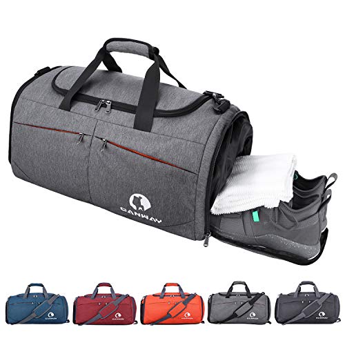 CANWAY Faltbare Sporttasche Faltbare Reisetasche mit dem schmutzigen Fach und Schuhfach Leichtgewicht für Männer und Frauen (Grau)  