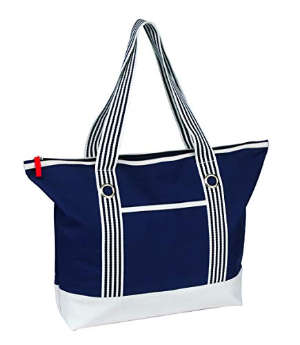 noTrash2003 Trendige Strandtasche/Weekender/Shopper/Badetasche-blau/weiß marine im maritimen Stil  