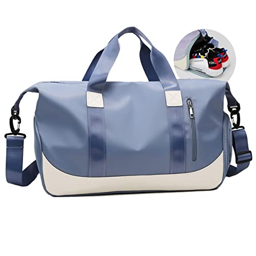 Vohoney Sporttasche Reisetasche Weekender Schwimmtasche Schultertaschen Tasche für Sport Fitness Gym Travel Bag Duffel Bag mit Schuhfach (Blau Sporttaschen)  