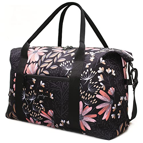 Jadyn B Lola Duffel Bag - 45 cm, 31L - Reisetasche (Black Floral)  