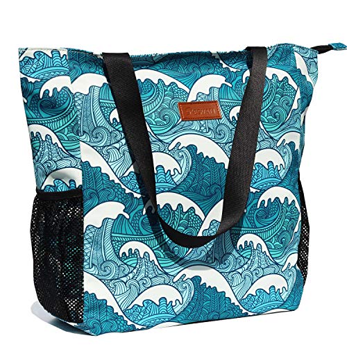 ESVAN Strandtasche Wasserbeständige große Umhängetasche Handtasche für Fitnessstudio Strand Reisetaschen für den täglichen Gebrauch  