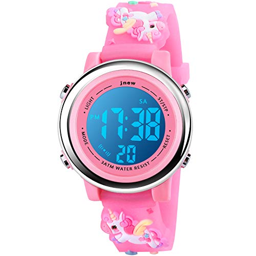 Kinder Uhr, Armbanduhr für Kinder Jungen und Mädchen, Kinder Armbanduhr 3D Cartoon Wasserdicht 7 Farben Lichter Kleinkind Handgelenk Digitaluhr mit Alarm  